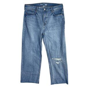 New Old Navy Jeans Women's High Rise Wide Leg Size 14 Distressed Light Wash